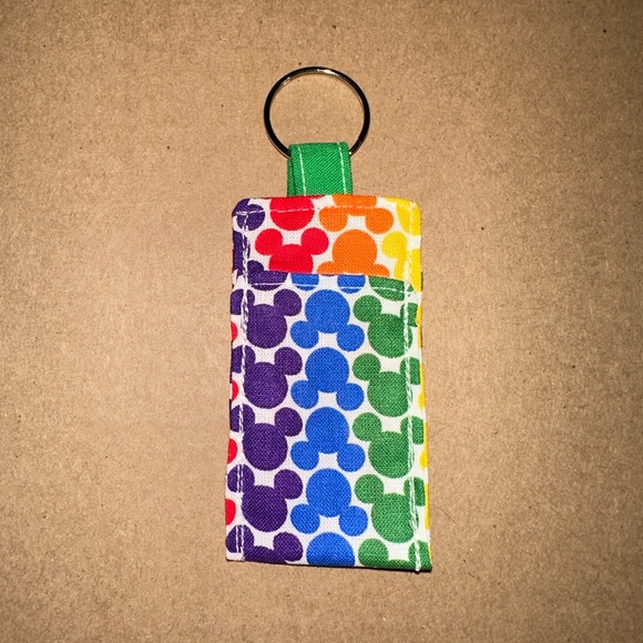 Handmade lip balm holder keychain- Rainbow Mickey Mouse print - Picture 4 of 4